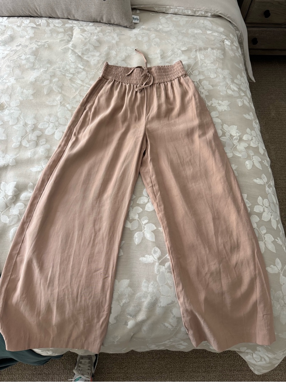 Smocked Waist Wide-Leg Pants in Dusty Rose